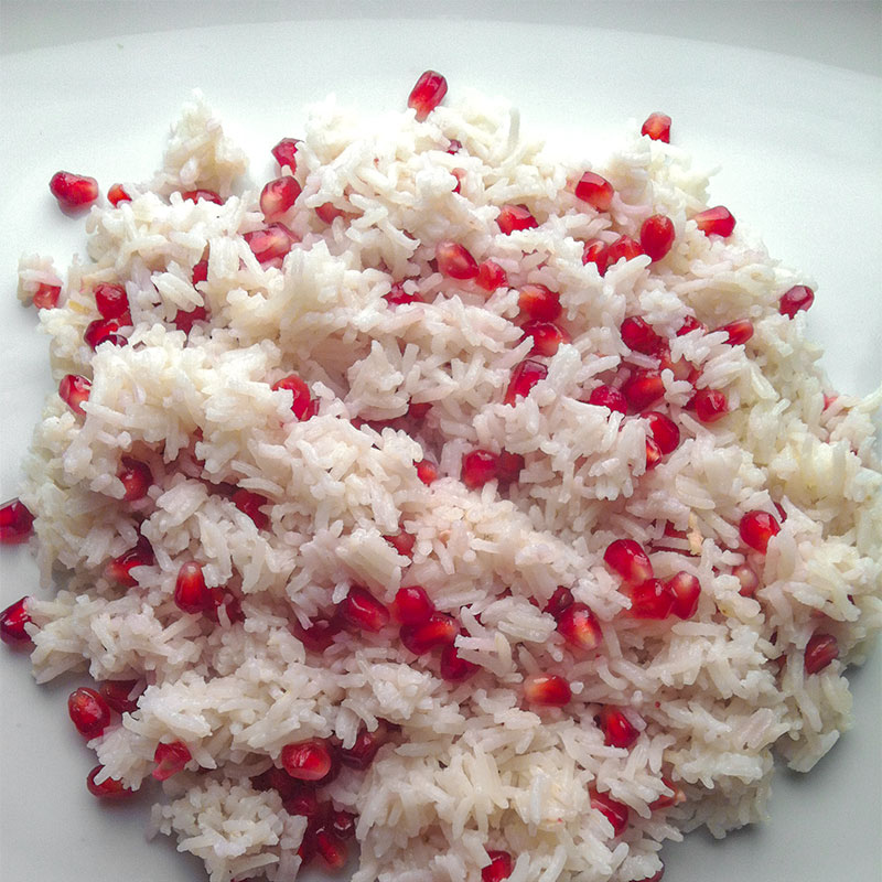 Basmati rice with pomegranate seeds