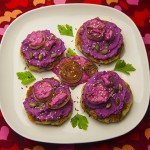 Potato patties, red cabbage and labne