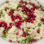 Rice, peas and pomegranate